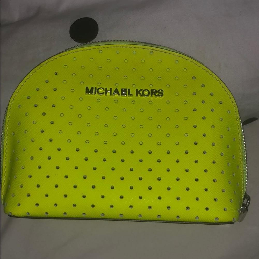 Authentic MK make up bag! Neon yellow leather